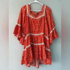 Free People Orange Boho Style Top